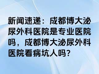 新闻速递：成都博大泌尿外科医院是专业医院吗，成都博大泌尿外科医院看病坑人吗？