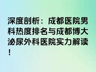 深度剖析：成都医院男科热度排名与成都博大泌尿外科医院实力解读！