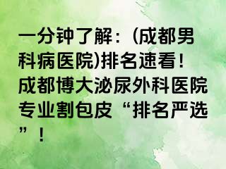 一分钟了解：(成都男科病医院)排名速看！成都博大泌尿外科医院专业割包皮“排名严选”！